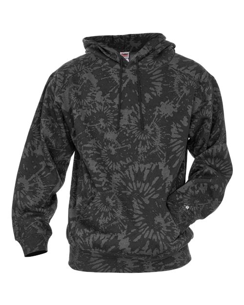 Unisex Tie-Dyed Triblend Hooded Sweatshirt - Graphite Tie-Dye Front