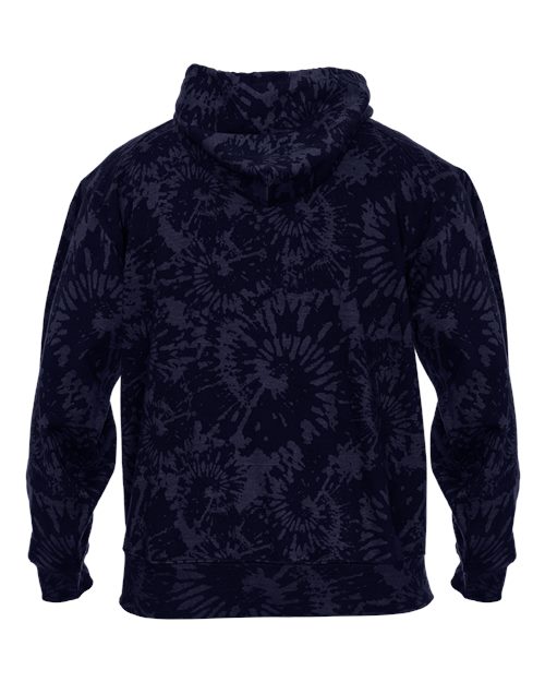 Unisex Tie-Dyed Triblend Hooded Sweatshirt - Navy Tie-Dye Back