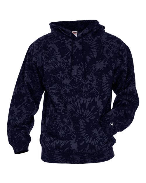 Badger Unisex Tie-Dyed Triblend Hooded Sweatshirt - Navy Tie-Dye Front