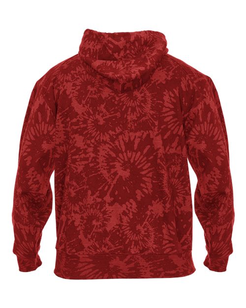 Unisex Tie-Dyed Triblend Hooded Sweatshirt - Red Tie-Dye Back