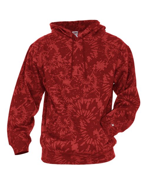Unisex Tie-Dyed Triblend Hooded Sweatshirt - Red Tie-Dye Front