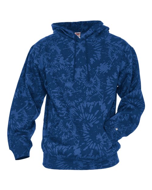 Unisex Tie-Dyed Triblend Hooded Sweatshirt - Royal Tie-Dye Front