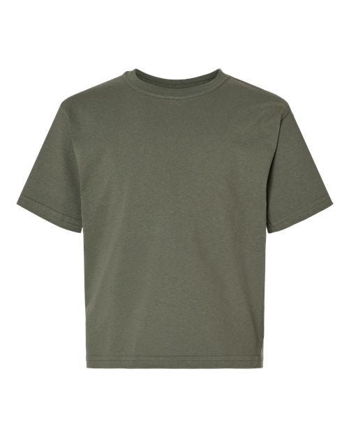 M&O Youth Gold Soft Touch T-Shirt - Military Green Front