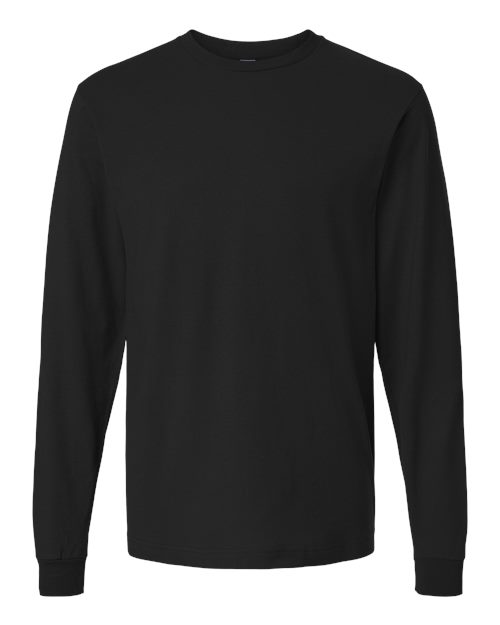Unisex Fine Jersey Long Sleeve T-Shirt - Black Front