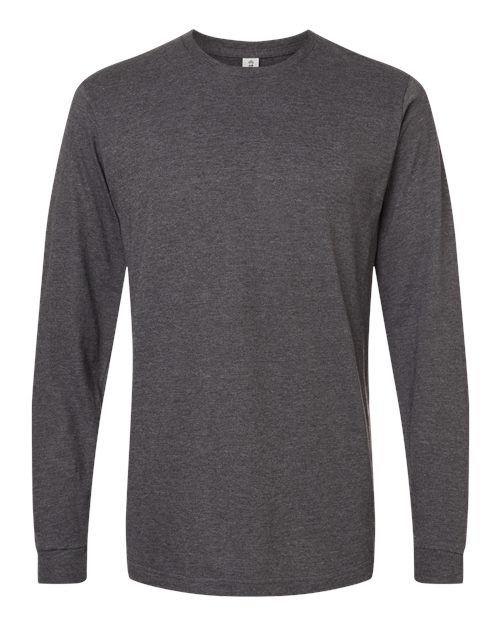 Unisex Fine Jersey Long Sleeve T-Shirt - Heather Charcoal Front