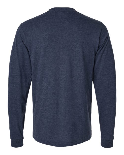 Unisex Fine Jersey Long Sleeve T-Shirt - Heather Denim Back