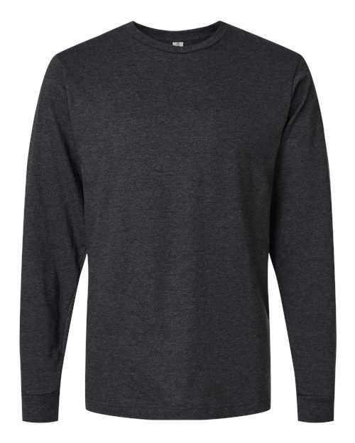 Unisex Fine Jersey Long Sleeve T-Shirt - Heather Graphite Front