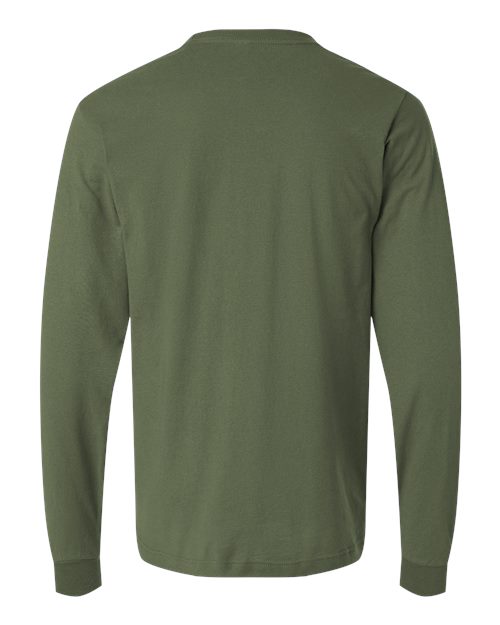 Unisex Fine Jersey Long Sleeve T-Shirt - Military Green Back