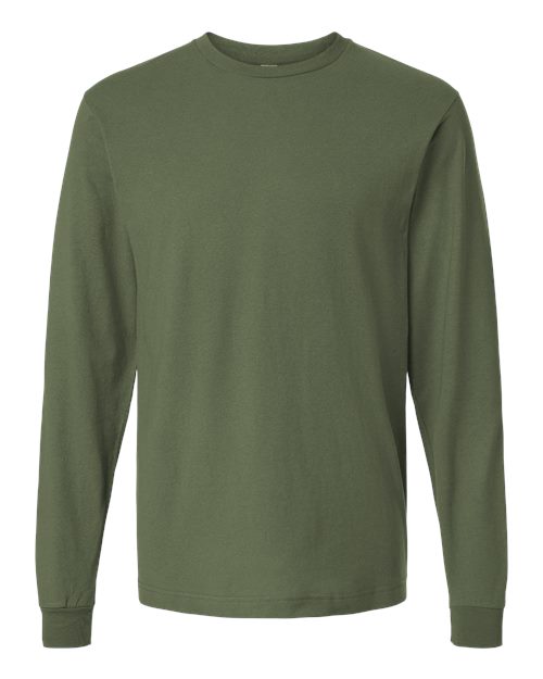 Unisex Fine Jersey Long Sleeve T-Shirt - Military Green Front