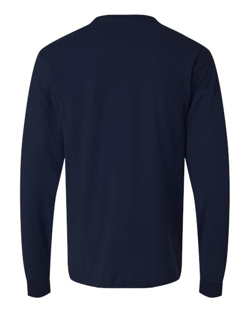 Unisex Fine Jersey Long Sleeve T-Shirt - Navy Back