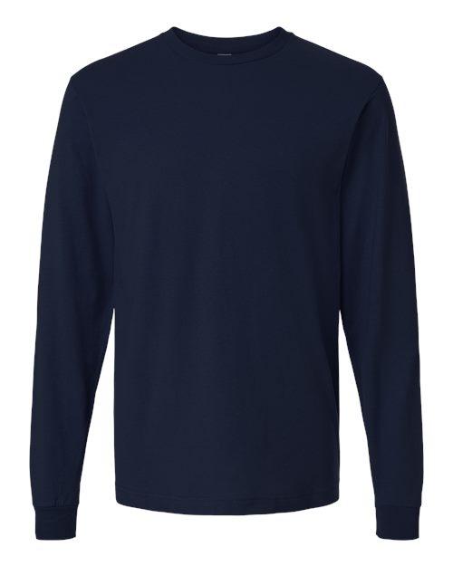 Unisex Fine Jersey Long Sleeve T-Shirt - Navy Front