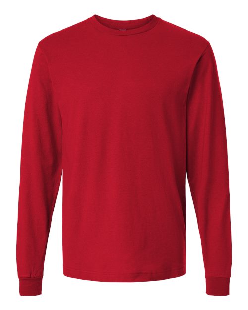 Unisex Fine Jersey Long Sleeve T-Shirt - Red Front