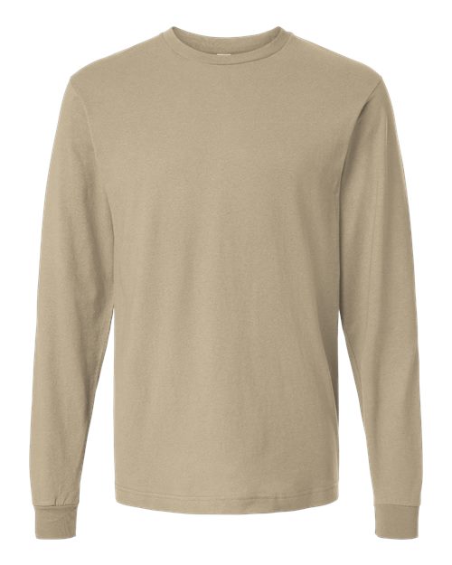 Unisex Fine Jersey Long Sleeve T-Shirt - Sand Front