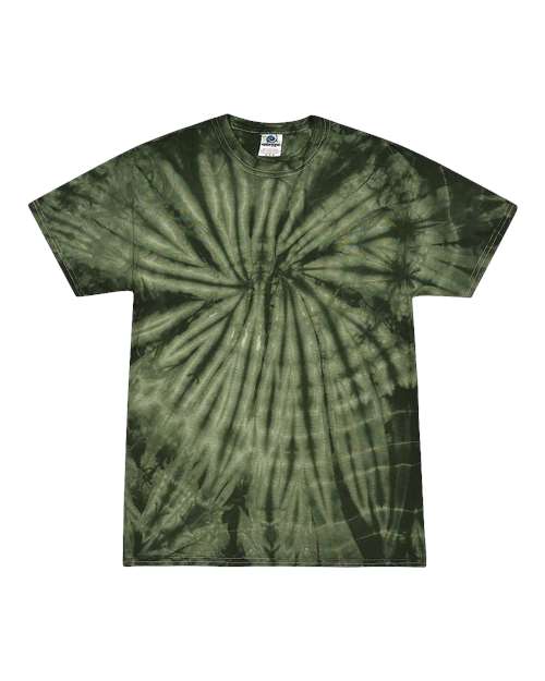 Unisex Multi-Color Tie-Dyed T-Shirt - Spider Green Front