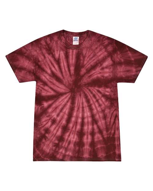 Unisex Multi-Color Tie-Dyed T-Shirt - Spider Burgundy Front