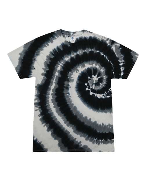 Youth Multi-Color Tie-Dyed T-Shirt - Swirl Black Front