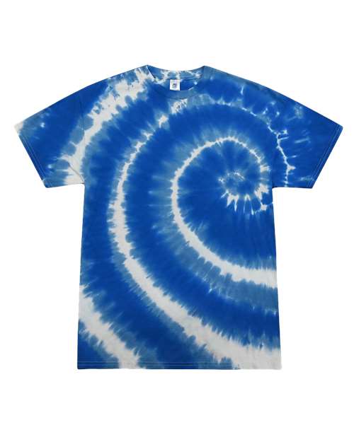 Youth Multi-Color Tie-Dyed T-Shirt - Swirl Blue Front