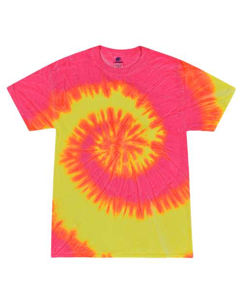 Youth Multi-Color Tie-Dyed T-Shirt - Fluorescent Swirl Front