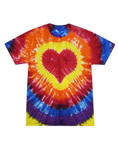 Youth Shapes Tie-Dyed T-Shirt - Multicolor Heart Front