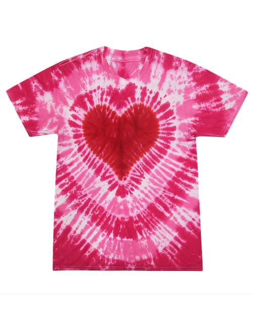 Youth Shapes Tie-Dyed T-Shirt - Pink Heart Front