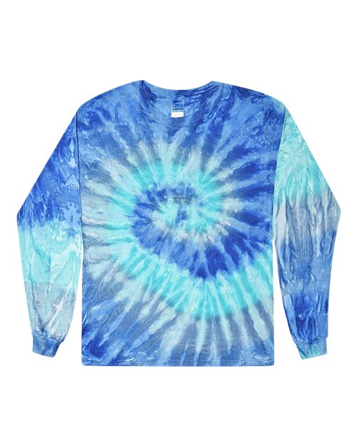 Colortone Unisex Tie-Dyed Long Sleeve T-Shirt - Blue Jerry Front