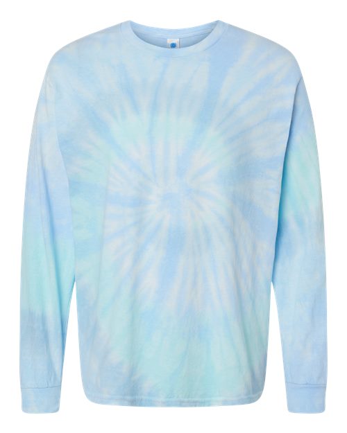 Colortone Youth Tie-Dyed Long Sleeve T-Shirt - Lagoon Front