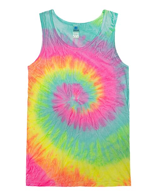 Colortone Unisex Tie-Dyed Tank Top - Minty Rainbow Front