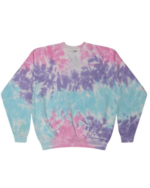 Unisex Tie-Dyed Fleece Crewneck Sweatshirt - Cotton Candy Front