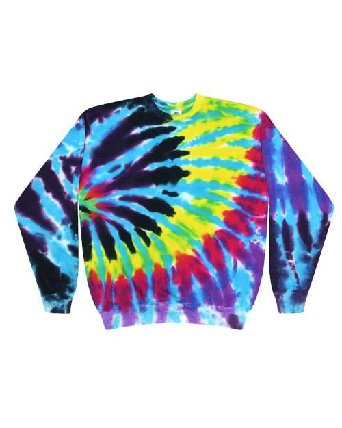 Unisex Tie-Dyed Fleece Crewneck Sweatshirt - Flashback Front