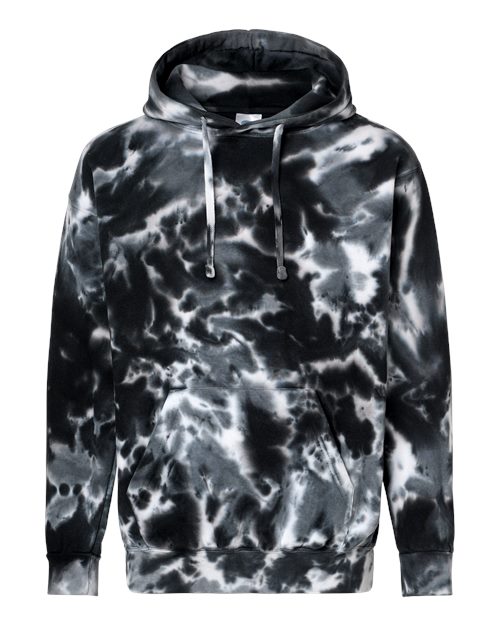 Colortone Unisex Tie-Dyed Hooded Sweatshirt - Multi Black Front