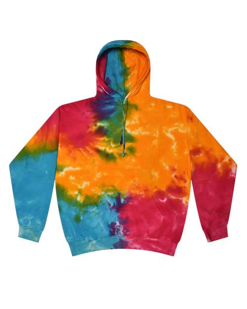 Unisex Tie-Dyed Hooded Sweatshirt - Multi Rainbow Front