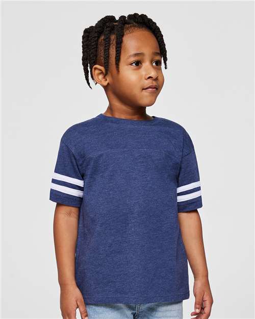 Toddler Football Fine Jersey Tee - Vintage True Navy/ Blended White Front