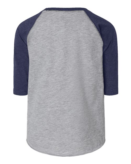 Toddler Baseball Fine Jersey Three-Quarter Sleeve Tee - Vintage Heather/ Vintage True Navy Back