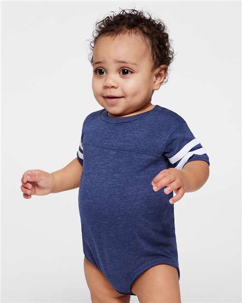 Infant Football Fine Jersey Bodysuit - Vintage True Navy/ Blended White Front