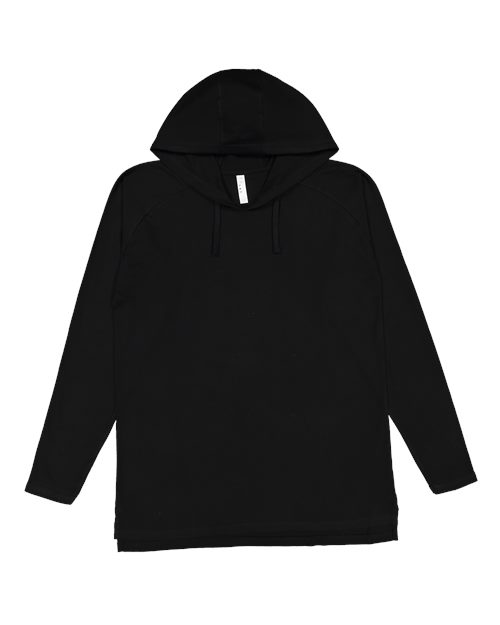 Men's Fine Jersey Hooded Long Sleeve Raglan T-Shirt - Black Front