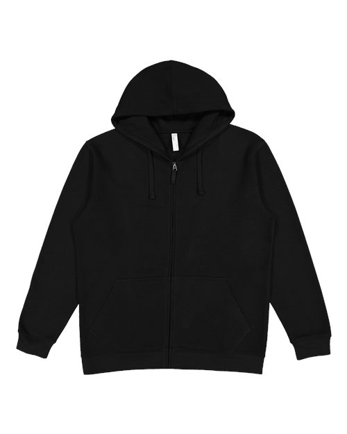 Unisex Full-Zip Fleece Hoodie Sweatshirt - Black Front