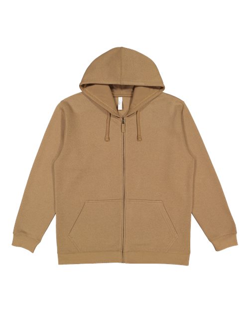 Unisex Full-Zip Fleece Hoodie Sweatshirt - Coyote Brown Front