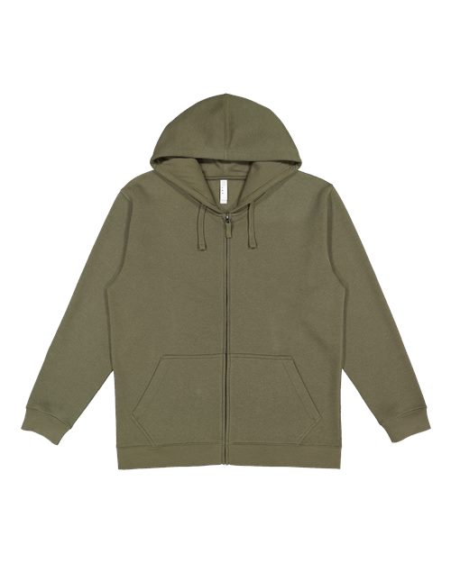Unisex Full-Zip Fleece Hoodie Sweatshirt - Military Green Front