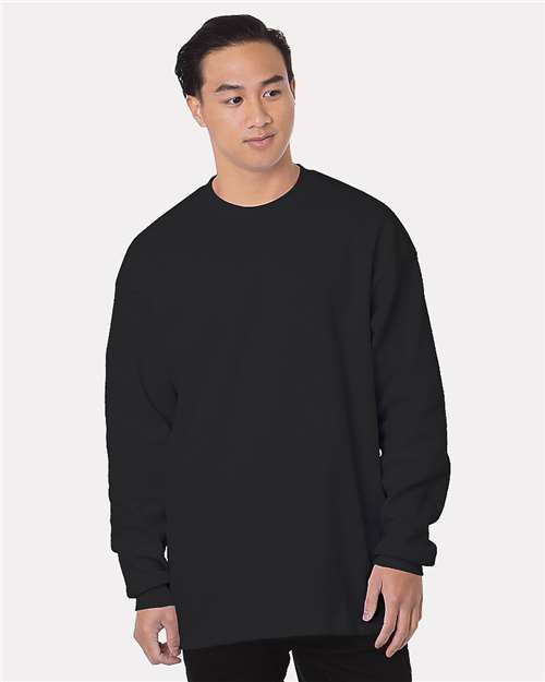 Men's USA-Made Heavyweight Waffle Knit Thermal - Black Front