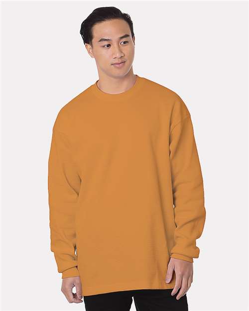 Men's USA-Made Heavyweight Waffle Knit Thermal - Caramel Brown Front