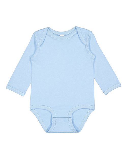 Infant Fine Jersey Long Sleeve Bodysuit - Light Blue Front