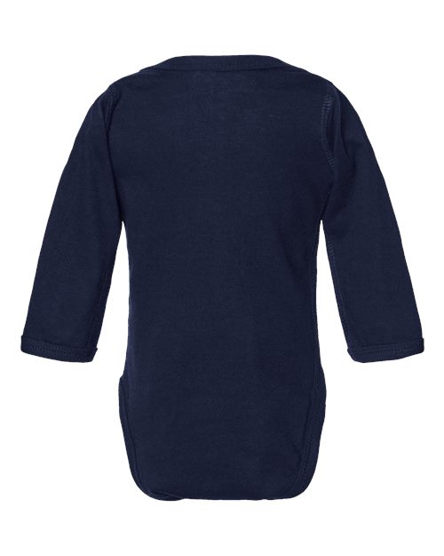 Infant Fine Jersey Long Sleeve Bodysuit - Navy Back