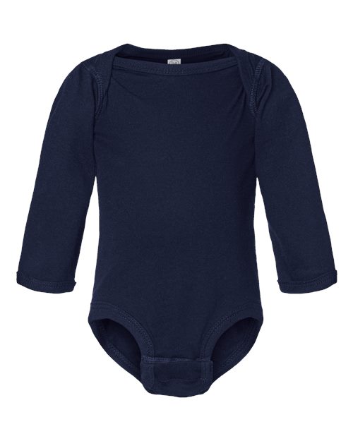 Infant Fine Jersey Long Sleeve Bodysuit - Navy Front