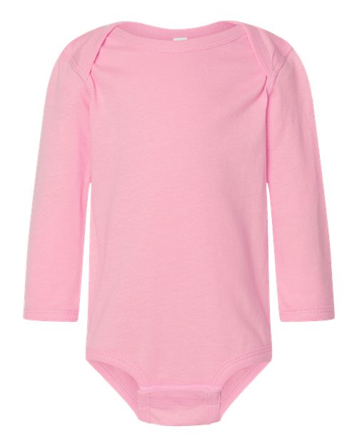 Infant Fine Jersey Long Sleeve Bodysuit - Pink Front
