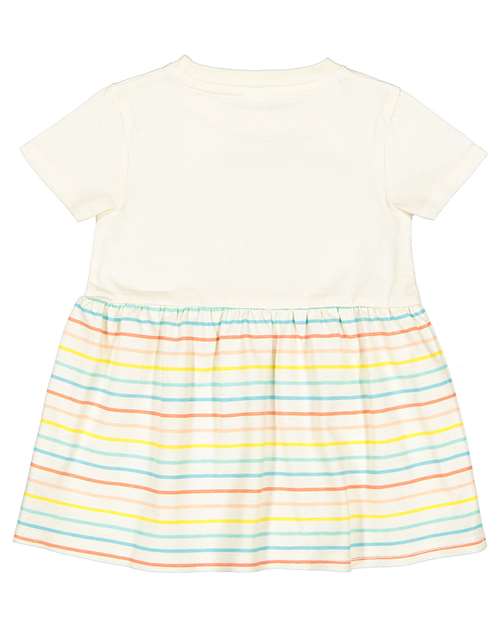 Infant Fine Jersey Dress - Natural/ Sunkissed Stripe Front