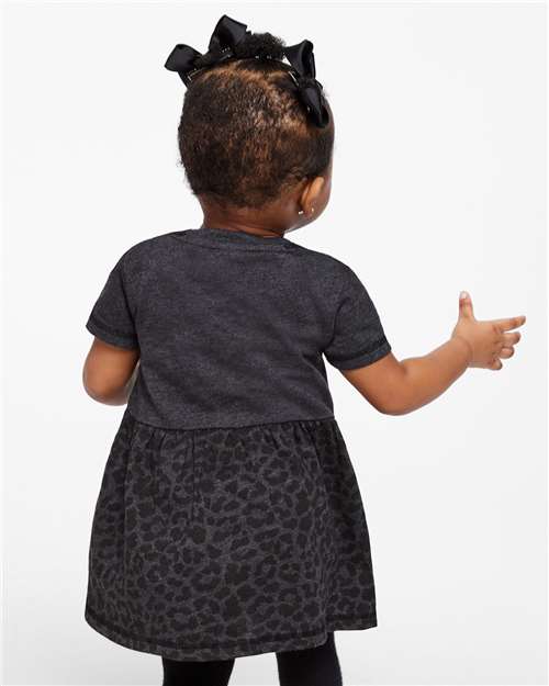 Infant Fine Jersey Dress - Vintage Smoke/ Black Leopard Back