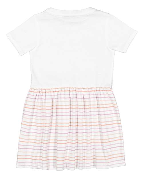 Infant Fine Jersey Dress - White/ Lilac Stripe Back