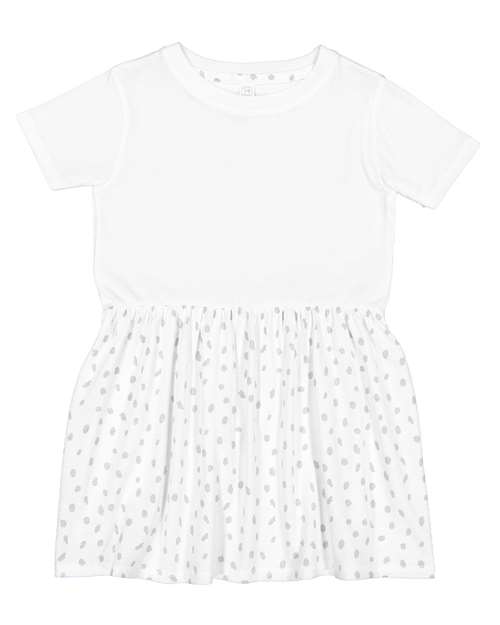 Infant Fine Jersey Dress - White/ White Spot Front