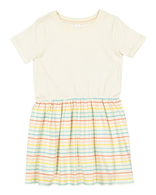Toddler Fine Jersey Dress - Natural/ Sunkissed Stripe Front