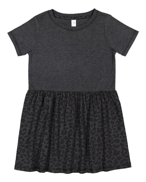 Toddler Fine Jersey Dress - Vintage Smoke/ Black Leopard Front